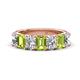 1 - Zuwena 3.70 ctw Natural Diamond Oval Shape (6x4 mm) & Peridot Emerald Shape (6x4 mm) Seven Stone Wedding Band 