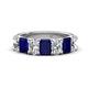 1 - Zuwena 3.70 ctw Natural Diamond Oval Shape (6x4 mm) & Blue Sapphire Emerald Shape (6x4 mm) Seven Stone Wedding Band 