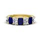 1 - Zuwena 3.70 ctw Natural Diamond Oval Shape (6x4 mm) & Blue Sapphire Emerald Shape (6x4 mm) Seven Stone Wedding Band 