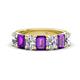 1 - Zuwena 3.40 ctw Natural Diamond Oval Shape (6x4 mm) & Amethyst Emerald Shape (6x4 mm) Seven Stone Wedding Band 