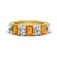 1 - Zuwena 3.25 ctw Natural Diamond Oval Shape (6x4 mm) & Citrine Emerald Shape (6x4 mm) Seven Stone Wedding Band 