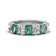1 - Zuwena 4.03 ctw Natural Diamond Oval Shape (6x4 mm) & Lab Created Alexandrite Emerald Shape (6x4 mm) Seven Stone Wedding Band 