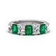 1 - Zuwena 3.10 ctw Natural Diamond Oval Shape (6x4 mm) & Emerald Emerald Shape (6x4 mm) Seven Stone Wedding Band 