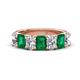 1 - Zuwena 3.10 ctw Natural Diamond Oval Shape (6x4 mm) & Emerald Emerald Shape (6x4 mm) Seven Stone Wedding Band 