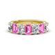 1 - Zuwena 3.40 ctw Natural Diamond Oval Shape (6x4 mm) & Pink Sapphire Emerald Shape (6x4 mm) Seven Stone Wedding Band 