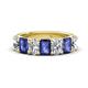 1 - Zuwena 3.25 ctw Natural Diamond Oval Shape (6x4 mm) & Iolite Emerald Shape (6x4 mm) Seven Stone Wedding Band 