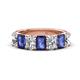 1 - Zuwena 3.25 ctw Natural Diamond Oval Shape (6x4 mm) & Iolite Emerald Shape (6x4 mm) Seven Stone Wedding Band 