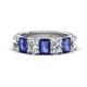 1 - Zuwena 3.25 ctw Natural Diamond Oval Shape (6x4 mm) & Iolite Emerald Shape (6x4 mm) Seven Stone Wedding Band 
