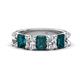 1 - Zuwena 3.70 ctw Natural Diamond Oval Shape (6x4 mm) & London Blue Topaz Emerald Shape (6x4 mm) Seven Stone Wedding Band 