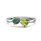 1 - Lysha 1.51 ctw Lab Created Alexandrite Pear Shape (7x5 mm) & Peridot Cushion Shape (5.00 mm) Toi Et Moi Engagement Ring 