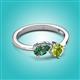 3 - Lysha 1.51 ctw Lab Created Alexandrite Pear Shape (7x5 mm) & Peridot Cushion Shape (5.00 mm) Toi Et Moi Engagement Ring 