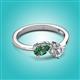 3 - Lysha 1.43 ctw Lab Created Alexandrite Pear Shape (7x5 mm) & Moissanite Cushion Shape (5.00 mm) Toi Et Moi Engagement Ring 
