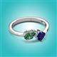 3 - Lysha 1.67 ctw Lab Created Alexandrite Pear Shape (7x5 mm) & Lab Created Blue Sapphire Cushion Shape (5.00 mm) Toi Et Moi Engagement Ring 