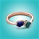 3 - Lysha 1.65 ctw Blue Sapphire Pear Shape (7x5 mm) & London Blue Topaz Cushion Shape (5.00 mm) Toi Et Moi Engagement Ring 