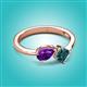 3 - Lysha 1.40 ctw Amethyst Pear Shape (7x5 mm) & London Blue Topaz Cushion Shape (5.00 mm) Toi Et Moi Engagement Ring 