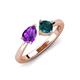4 - Lysha 1.40 ctw Amethyst Pear Shape (7x5 mm) & London Blue Topaz Cushion Shape (5.00 mm) Toi Et Moi Engagement Ring 