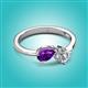 3 - Lysha 1.22 ctw Amethyst Pear Shape (7x5 mm) & Moissanite Cushion Shape (5.00 mm) Toi Et Moi Engagement Ring 