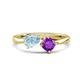 1 - Lysha 1.10 ctw Aquamarine Pear Shape (7x5 mm) & Amethyst Cushion Shape (5.00 mm) Toi Et Moi Engagement Ring 