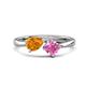 1 - Lysha 1.46 ctw Citrine Pear Shape (7x5 mm) & Lab Created Pink Sapphire Cushion Shape (5.00 mm) Toi Et Moi Engagement Ring 