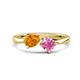 1 - Lysha 1.46 ctw Citrine Pear Shape (7x5 mm) & Lab Created Pink Sapphire Cushion Shape (5.00 mm) Toi Et Moi Engagement Ring 