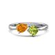 1 - Lysha 1.30 ctw Citrine Pear Shape (7x5 mm) & Peridot Cushion Shape (5.00 mm) Toi Et Moi Engagement Ring 