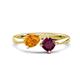 1 - Lysha 1.27 ctw Citrine Pear Shape (7x5 mm) & Rhodolite Garnet Cushion Shape (5.00 mm) Toi Et Moi Engagement Ring 