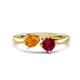 1 - Lysha 1.46 ctw Citrine Pear Shape (7x5 mm) & Lab Created Ruby Cushion Shape (5.00 mm) Toi Et Moi Engagement Ring 