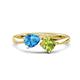 1 - Lysha 1.50 ctw Blue Topaz Pear Shape (7x5 mm) & Peridot Cushion Shape (5.00 mm) Toi Et Moi Engagement Ring 