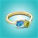 3 - Lysha 1.50 ctw Blue Topaz Pear Shape (7x5 mm) & Peridot Cushion Shape (5.00 mm) Toi Et Moi Engagement Ring 