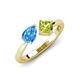 4 - Lysha 1.50 ctw Blue Topaz Pear Shape (7x5 mm) & Peridot Cushion Shape (5.00 mm) Toi Et Moi Engagement Ring 