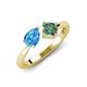 4 - Lysha 1.66 ctw Blue Topaz Pear Shape (7x5 mm) & Lab Created Alexandrite Cushion Shape (5.00 mm) Toi Et Moi Engagement Ring 