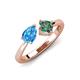 4 - Lysha 1.66 ctw Blue Topaz Pear Shape (7x5 mm) & Lab Created Alexandrite Cushion Shape (5.00 mm) Toi Et Moi Engagement Ring 