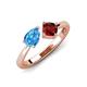 4 - Lysha 1.60 ctw Blue Topaz Pear Shape (7x5 mm) & Red Garnet Cushion Shape (5.00 mm) Toi Et Moi Engagement Ring 
