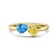 1 - Lysha 1.66 ctw Blue Topaz Pear Shape (7x5 mm) & Lab Created Yellow Sapphire Cushion Shape (5.00 mm) Toi Et Moi Engagement Ring 