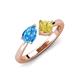 4 - Lysha 1.66 ctw Blue Topaz Pear Shape (7x5 mm) & Lab Created Yellow Sapphire Cushion Shape (5.00 mm) Toi Et Moi Engagement Ring 