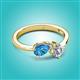 3 - Lysha 1.35 ctw Blue Topaz Pear Shape (7x5 mm) & Lab Grown Diamond Cushion Shape (5.00 mm) Toi Et Moi Engagement Ring 