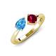 4 - Lysha 1.66 ctw Blue Topaz Pear Shape (7x5 mm) & Lab Created Ruby Cushion Shape (5.00 mm) Toi Et Moi Engagement Ring 