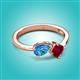 3 - Lysha 1.66 ctw Blue Topaz Pear Shape (7x5 mm) & Lab Created Ruby Cushion Shape (5.00 mm) Toi Et Moi Engagement Ring 