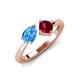 4 - Lysha 1.66 ctw Blue Topaz Pear Shape (7x5 mm) & Lab Created Ruby Cushion Shape (5.00 mm) Toi Et Moi Engagement Ring 
