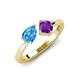 4 - Lysha 1.35 ctw Blue Topaz Pear Shape (7x5 mm) & Lab Amethyst Cushion Shape (5.00 mm) Toi Et Moi Engagement Ring 