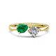 1 - Lysha 1.30 ctw Emerald Pear Shape (7x5 mm) & Lab Grown Diamond Cushion Shape (5.00 mm) Toi Et Moi Engagement Ring 