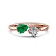 1 - Lysha 1.30 ctw Emerald Pear Shape (7x5 mm) & Natural Diamond Cushion Shape (5.00 mm) Toi Et Moi Engagement Ring 