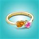 3 - Lysha 1.46 ctw Citrine Pear Shape (7x5 mm) & Lab Created Pink Sapphire Cushion Shape (5.00 mm) Toi Et Moi Engagement Ring 