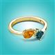 3 - Lysha 1.40 ctw Citrine Pear Shape (7x5 mm) & London Blue Topaz Cushion Shape (5.00 mm) Toi Et Moi Engagement Ring 
