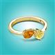 3 - Lysha 1.46 ctw Citrine Pear Shape (7x5 mm) & Lab Created Yellow Sapphire Cushion Shape (5.00 mm) Toi Et Moi Engagement Ring 