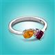 3 - Lysha 1.27 ctw Citrine Pear Shape (7x5 mm) & Rhodolite Garnet Cushion Shape (5.00 mm) Toi Et Moi Engagement Ring 
