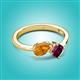 3 - Lysha 1.27 ctw Citrine Pear Shape (7x5 mm) & Rhodolite Garnet Cushion Shape (5.00 mm) Toi Et Moi Engagement Ring 