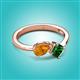 3 - Lysha 1.20 ctw Citrine Pear Shape (7x5 mm) & Lab Created Emerald Cushion Shape (5.00 mm) Toi Et Moi Engagement Ring 