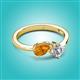3 - Lysha 1.15 ctw Citrine Pear Shape (7x5 mm) & Natural Diamond Cushion Shape (5.00 mm) Toi Et Moi Engagement Ring 