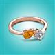 3 - Lysha 1.15 ctw Citrine Pear Shape (7x5 mm) & Natural Diamond Cushion Shape (5.00 mm) Toi Et Moi Engagement Ring 